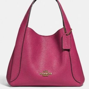 NWT Coach Polished Pebble Leather Hadley Hobo 21 Dusty Pink/Gold 78800
